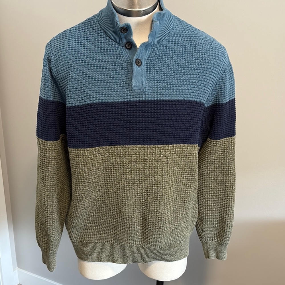 Chaps Blue Zip Up Sweater Versatile Medium Weight